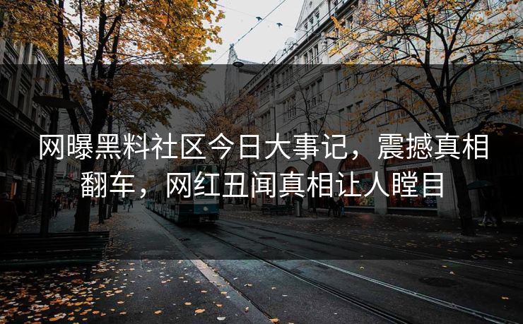 网曝黑料社区今日大事记，震撼真相翻车，网红丑闻真相让人瞠目
