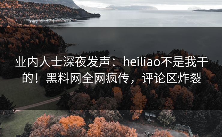 业内人士深夜发声：heiliao不是我干的！黑料网全网疯传，评论区炸裂