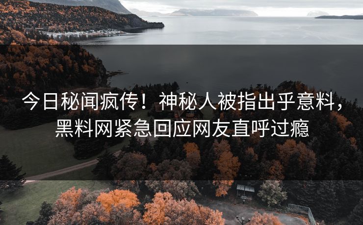 今日秘闻疯传！神秘人被指出乎意料，黑料网紧急回应网友直呼过瘾