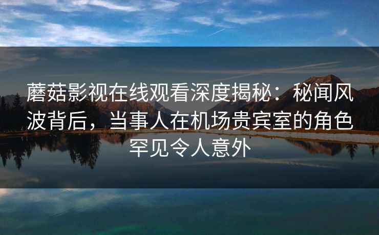 蘑菇影视在线观看深度揭秘:秘闻风波背后,当事人在机场贵宾室的角色罕见令人意外