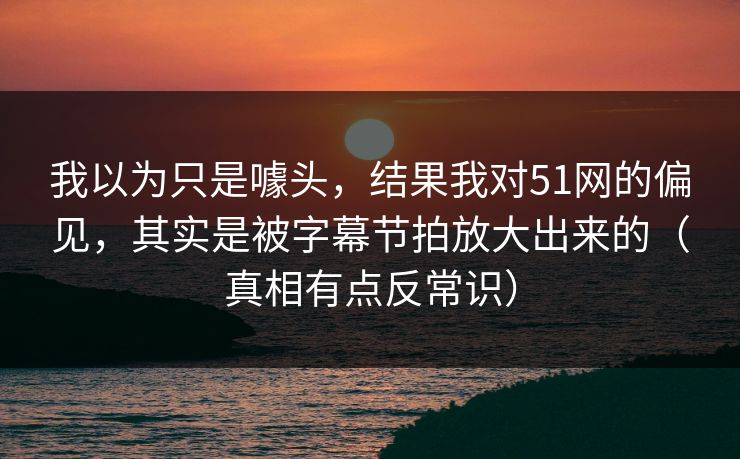 我以为只是噱头，结果我对51网的偏见，其实是被字幕节拍放大出来的（真相有点反常识）