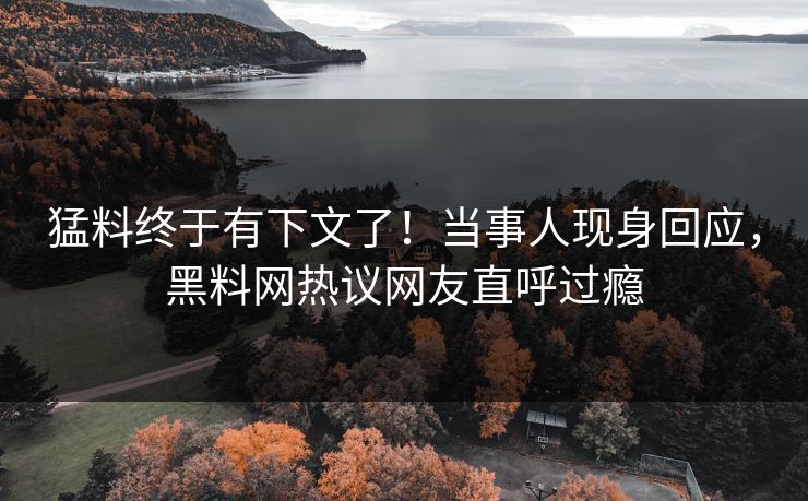猛料终于有下文了！当事人现身回应，黑料网热议网友直呼过瘾