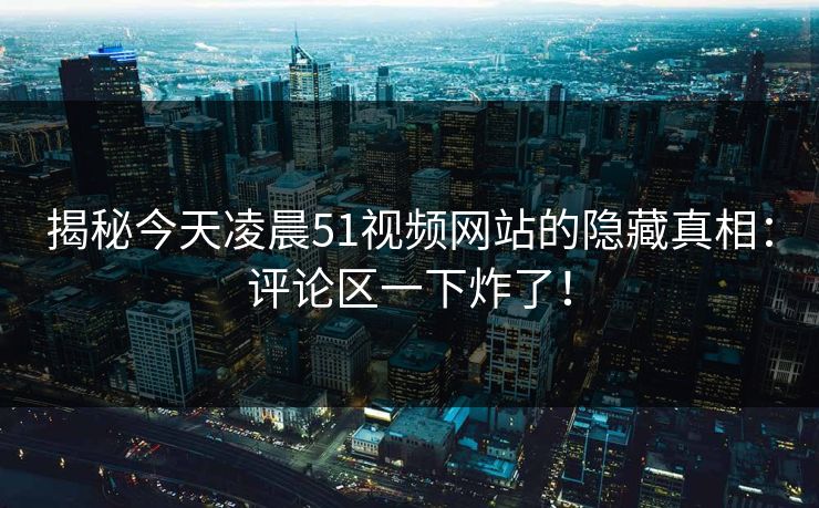 揭秘今天凌晨51视频网站的隐藏真相：评论区一下炸了！